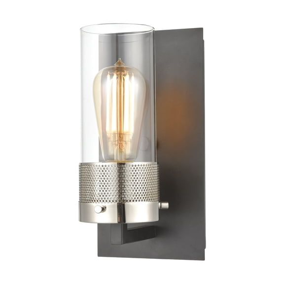 Atlas Lighting and Home 1-Light Wall Sconce with Cylinder Hurricane - 10" - Matte Black