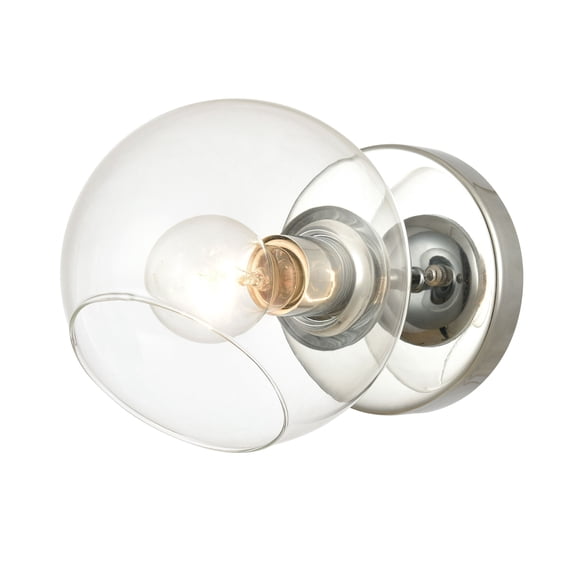 Atlas Lighting and Home 1-Light Wall Sconce with Glass Sphere Shade - 9" - Polished Chrome