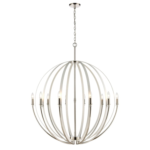Atlas Lighting and Home 10-Light Open Spherical Framed Ceiling Chandelier - 44" - Matte White