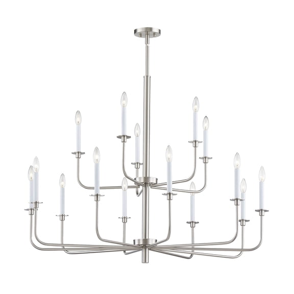Atlas Lighting and Home 15-Light Curved Metal Ceiling Chandelier - 46" - Brushed Nickel