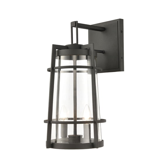 Atlas Lighting and Home 2-Light Tapered Cage Outdoor Wall Sconce with Clear Glass - 13" - Charcoal