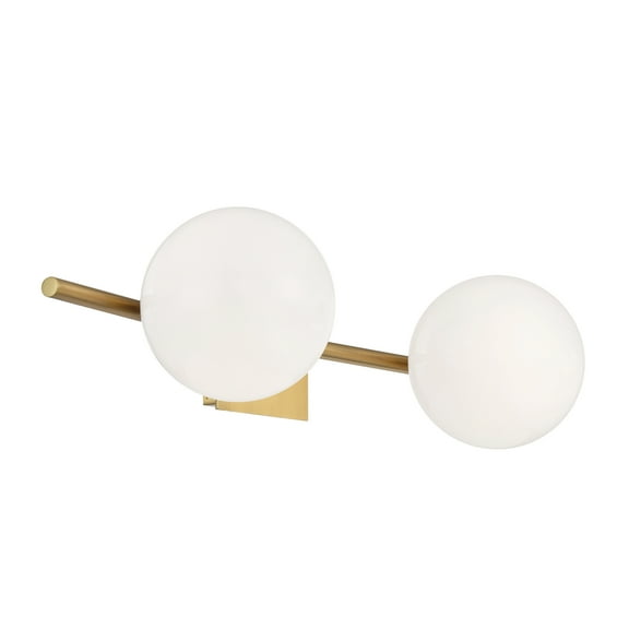 Atlas Lighting and Home 2-Light Vanity Light Fixture with Glass Orb Shade - 24" - Satin Brass Finish