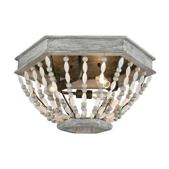Atlas Lighting and Home 3-Light Beaded Flush Mount Ceiling Light Fixture - 18" - Gray
