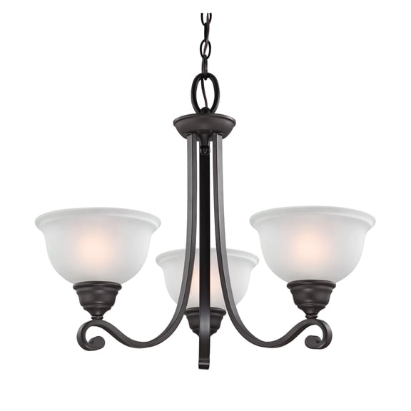 Atlas Lighting and Home 3-Light Ceiling Chandelier with Dome Glass Shades - 25" - Bronze and White