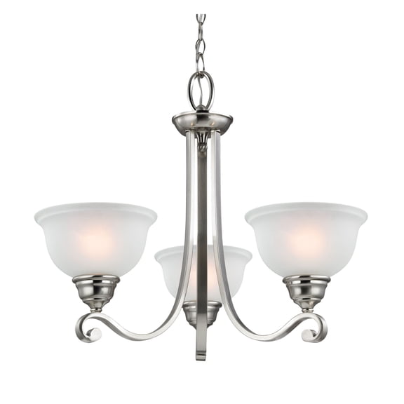 Atlas Lighting and Home 3-Light Ceiling Chandelier with Dome Glass Shades - 25" - Brushed Nickel