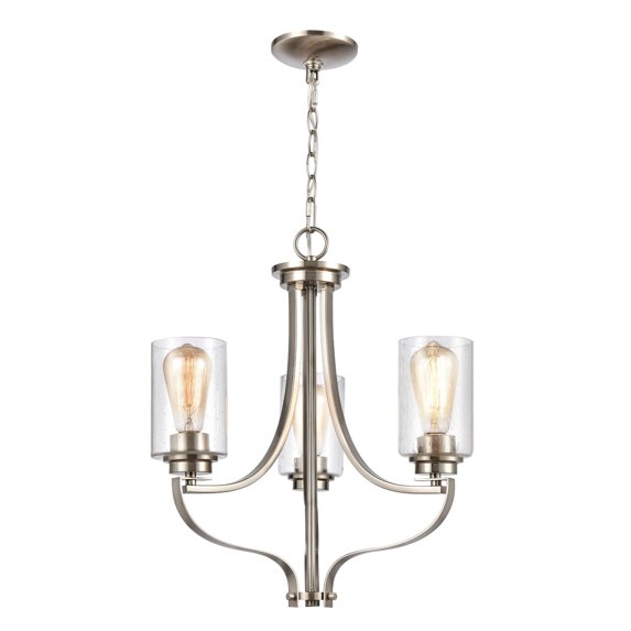 Atlas Lighting and Home 3-Light Ceiling Chandelier with Frosted Glass Shades - 20.25" - Brushed