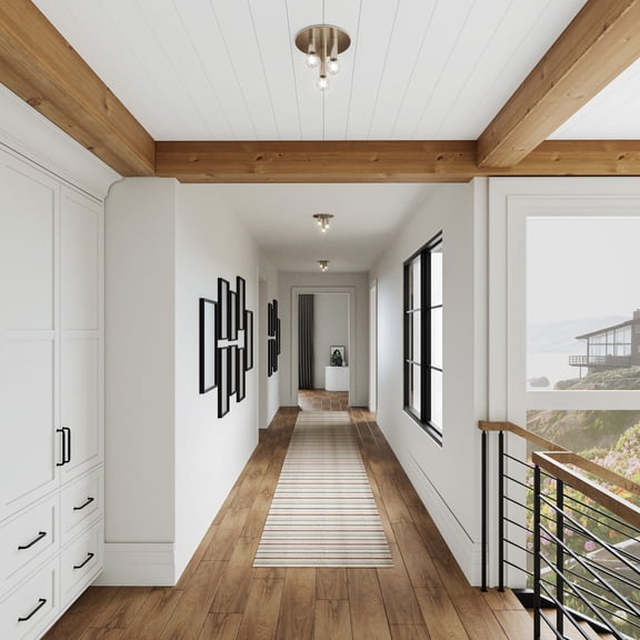 Atlas Lighting and Home 3-Light Cluster Flush Mount Ceiling Light Fixture - 8" - Brushed Nickel