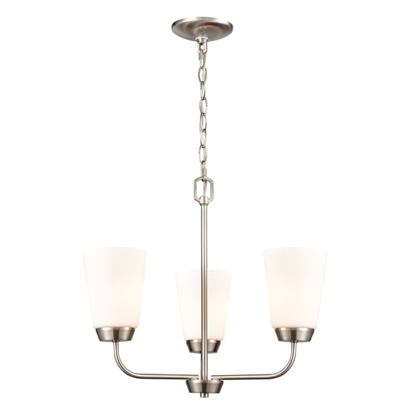 Atlas Lighting and Home 3-Light Curved Arms Ceiling Chandelier - 19" - Brushed Nickel