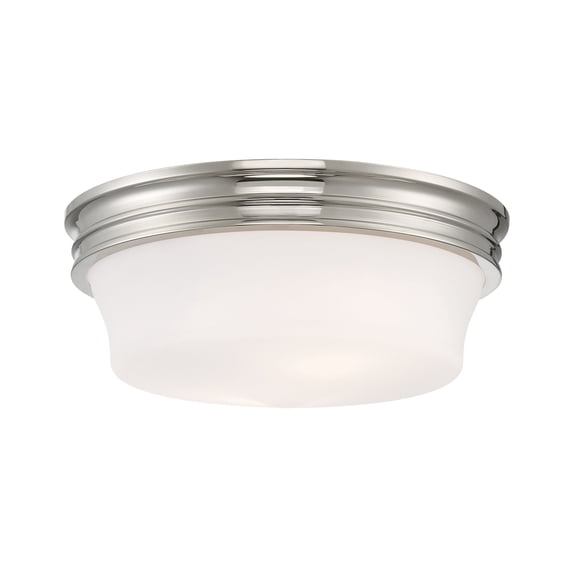 Atlas Lighting and Home 3-Light Ridged Flush Mount Ceiling Light Fixture - 14" - Polished Nickel