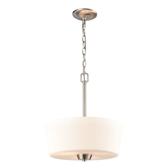 Atlas Lighting and Home 3-Light Nickel Hanging Pendant Ceiling Light Fixture with White Glass Shade