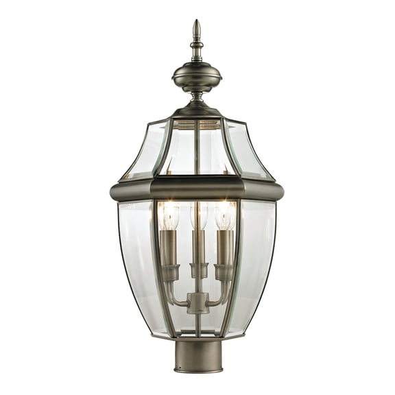 Atlas Lighting and Home 3-Light Round Cage Outdoor Post Light - 23" - Antique Nickel Finish