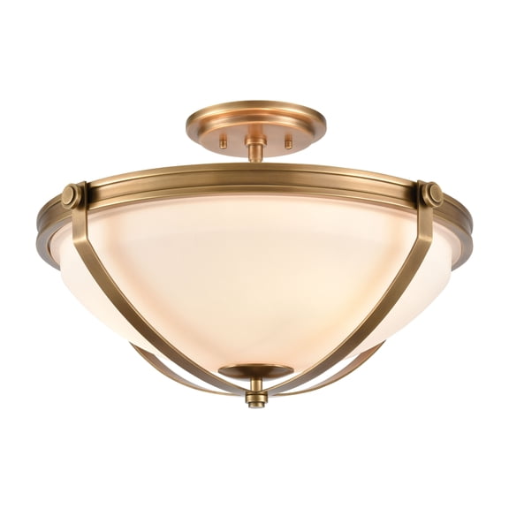 Atlas Lighting and Home 3-Light Semi Flush Mount Ceiling Light Fixture - 19" - Brass Finish