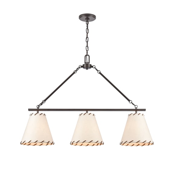 Atlas Lighting and Home 3-Light Textured Paper Shade Chandelier - 36" - Rubbed Bronze Finish