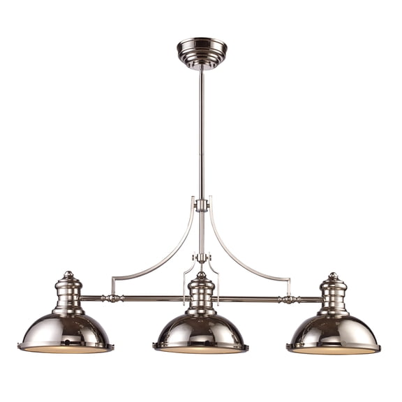 Atlas Lighting and Home 3-Light Traditional Style Dome Shade Chandelier - 47" - Polished Nickel