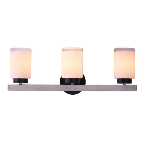 Atlas Lighting and Home 3-Light Vanity Light with Frosted cylinder glass shades - 24"