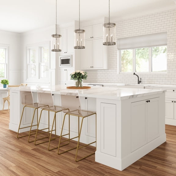 Atlas Lighting and Home 4-Light Cylindrical Hanging Pendant Ceiling Light Fixture - 22.75" Polished