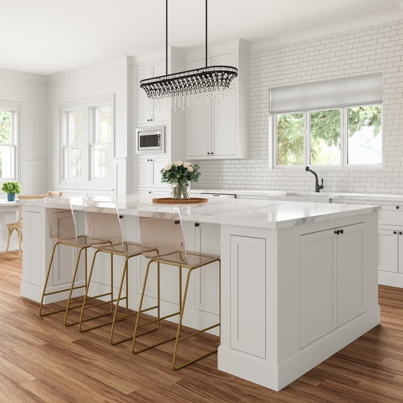 Atlas Lighting and Home 4-Light Falling Crystal Oval Chandelier - 36" - Matte Black Finish