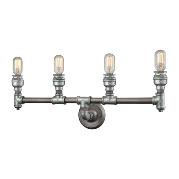 Atlas Lighting and Home 4-Light Pipe Style Vanity Light - 28" - Weathered Zinc