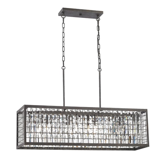 Atlas Lighting and Home 4-Light Rectangular Cage Chandelier with Clear Crystal - 37" - Silverdust