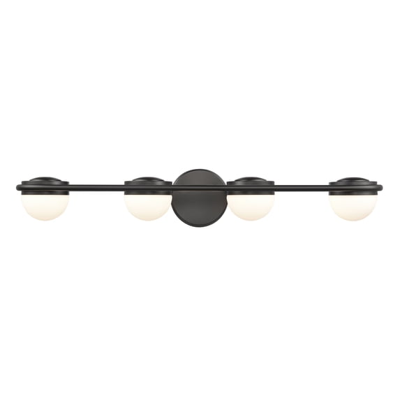 Atlas Lighting and Home 4-Light Vanity Light with Dome Glass Shades - 31" - Matte Black