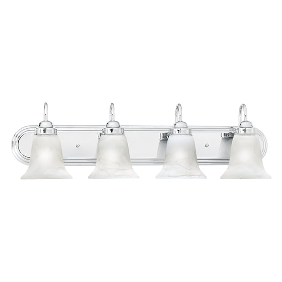 Atlas Lighting and Home 4-Light Vanity Light with Tulip Shaped Shade - 30" - Chrome and Smoked White