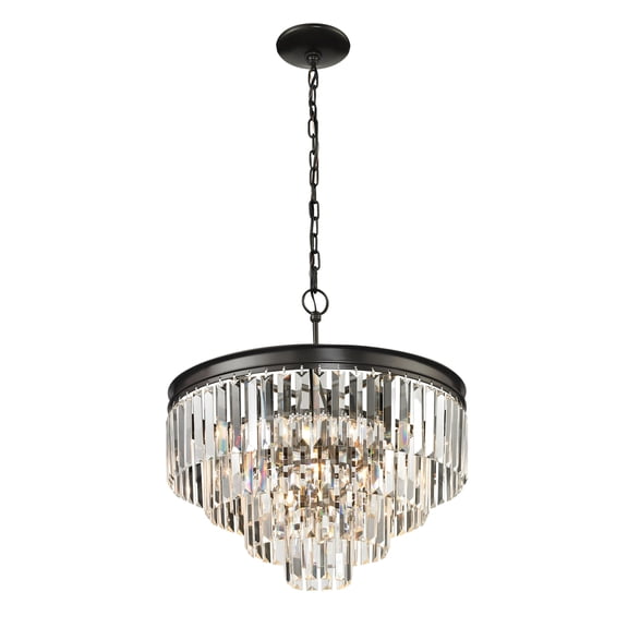 Atlas Lighting and Home 5-Light Ceiling Chandelier with Prismatic Crystal Shade - 21" - Bronze