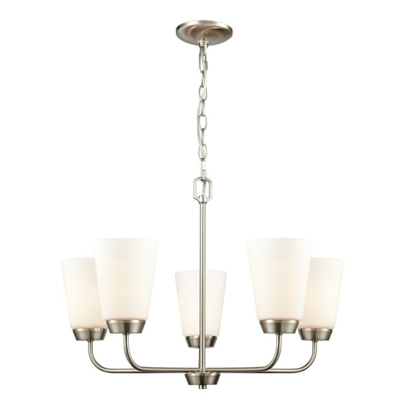 Atlas Lighting and Home 5-Light Curved Arms Ceiling Chandelier - 25" - Brushed Nickel