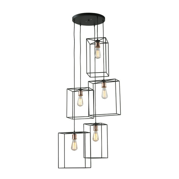 Atlas Lighting and Home 5-Light Multi-Tier Geometric Chandelier - 63" - Bronze and Copper Finish