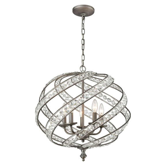 Atlas Lighting and Home 5-Light Spherical Frame Ceiling Chandelier - 21" - Weathered Zinc