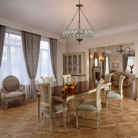 Atlas Lighting and Home 6-Light Bowl Framed Ceiling Chandelier - 30" - Mocha Finish