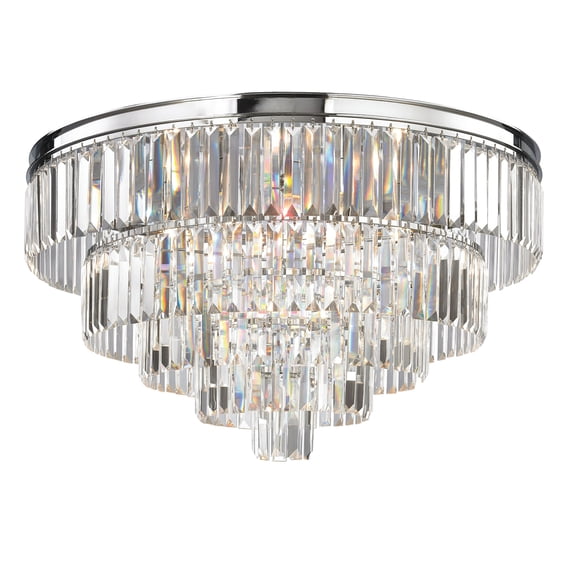 Atlas Lighting and Home 6-Light Ceiling Chandelier with Prismatic Crystal Shade - 31" - Chrome