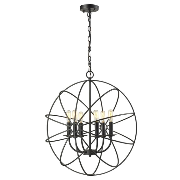 Atlas Lighting and Home 6-Light Open Framed Globe Ceiling Chandelier - 26" - Oil Rubbed Bronze