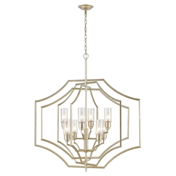 Atlas Lighting and Home 8-Light Geometric Ceiling Chandelier - 36" - Aged Silver