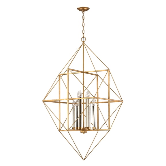 Atlas Lighting and Home 8-Light Open Frame Geometric Ceiling Chandelier - 51" - Gold Leaf