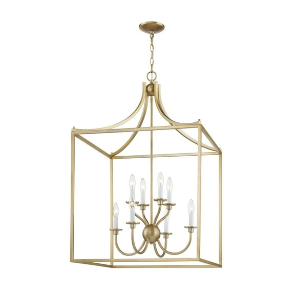 Atlas Lighting and Home 8-Light Open Framed Ceiling Chandelier - 37" - Warm Brass