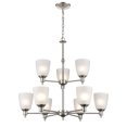 thumbnail image 1 of Atlas Lighting and Home 9-Light Ceiling Chandelier with Frosted Tulip Shade - 29" - Brushed Nickel, 1 of 4