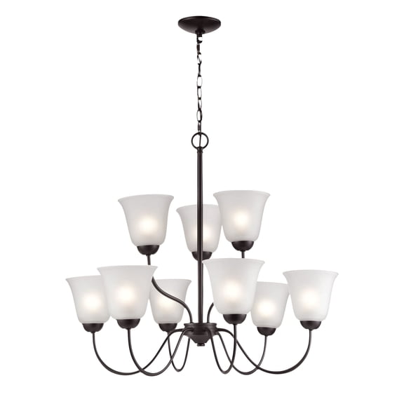 Atlas Lighting and Home 9-Light Curved Arms Ceiling Chandelier - 29" - Oil Rubbed Bronze