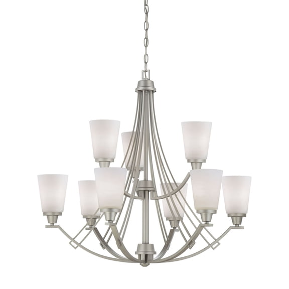 Atlas Lighting and Home 9-Light Two Tier Ceiling Chandelier - 33" - Matte nickel finish