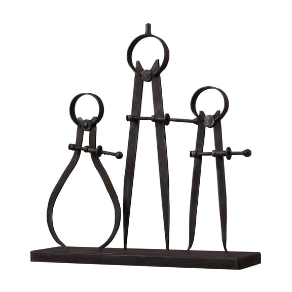 Atlas Lighting and Home Compass and Caliper Decoration - 14.5" - Antique Black