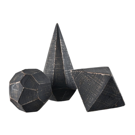 Atlas Lighting and Home Faceted Orbs Decorations - 7.5" - Black - Set of 3