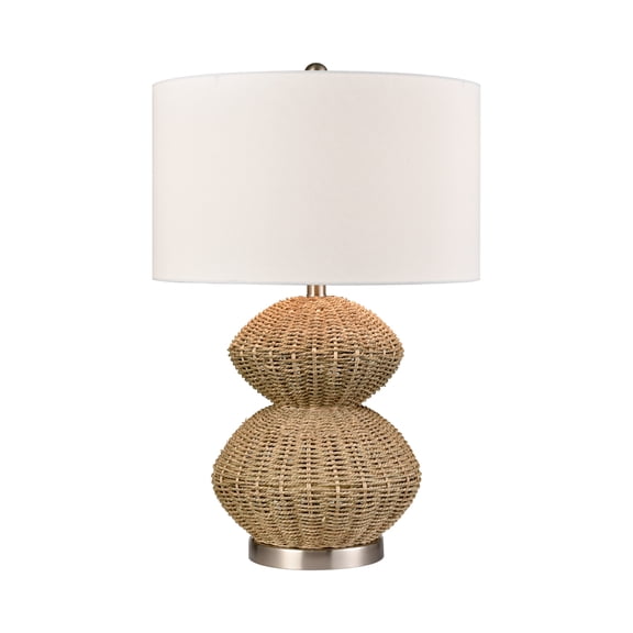 Atlas Lighting and Home Gourd Table Lamp with Drum Shade - 27" - Beige and White