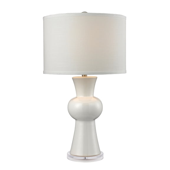 Atlas Lighting and Home Sculptural Ceramic Table Lamp with Rectangular Shade - 28" - White