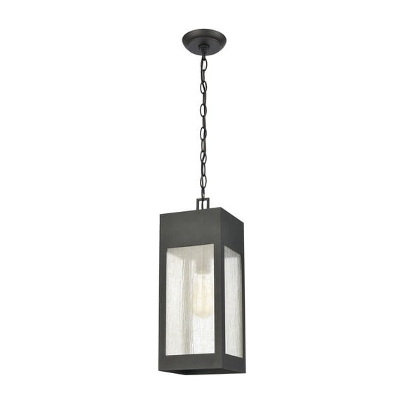 Atlas Lighting and Home Seeded Glass Hanging Pendant Ceiling Light Fixture - 18" - Charcoal Black