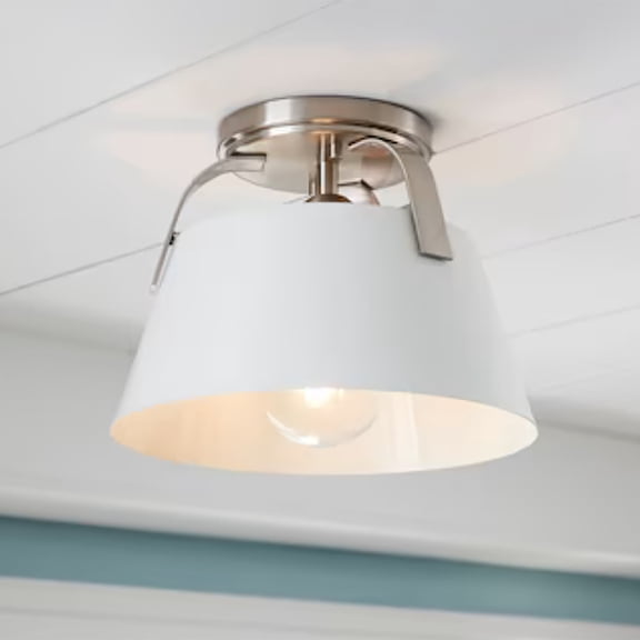 Atlas Lighting and Home Semi-Flush Mount Ceiling Light Fixture with Bell Shade - 9.5" - Nickel and