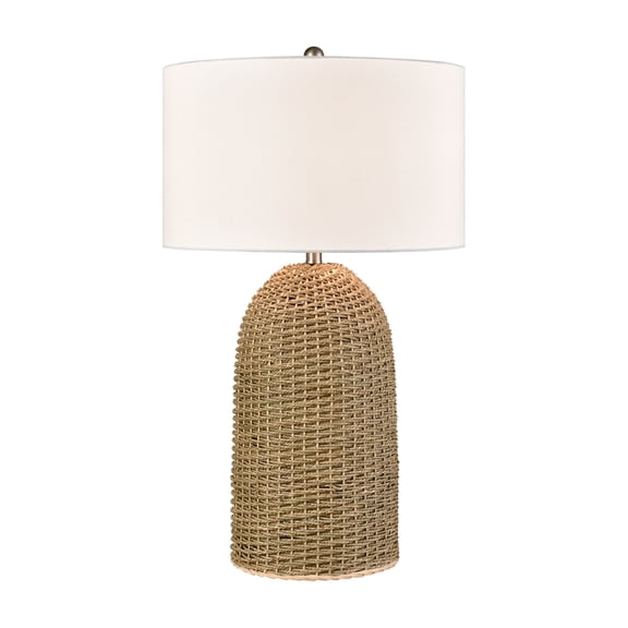 Atlas Lighting and Home Textured Handwoven Table Lamp with White Drum Shade - 32" - Brown