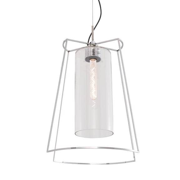 Atlas Lighting and Home Wide 1-Light Hanging Ceiling Pendant Light - 20" - Polished Nickel Finish