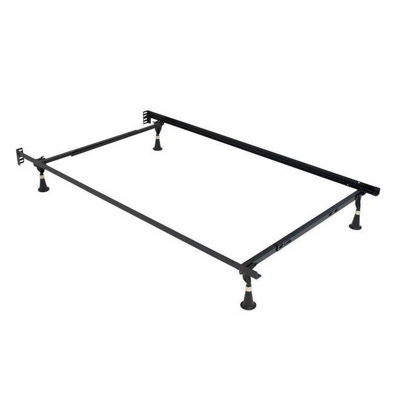 Adjustable Black Metal Twin/Full Bed Frame with Glides