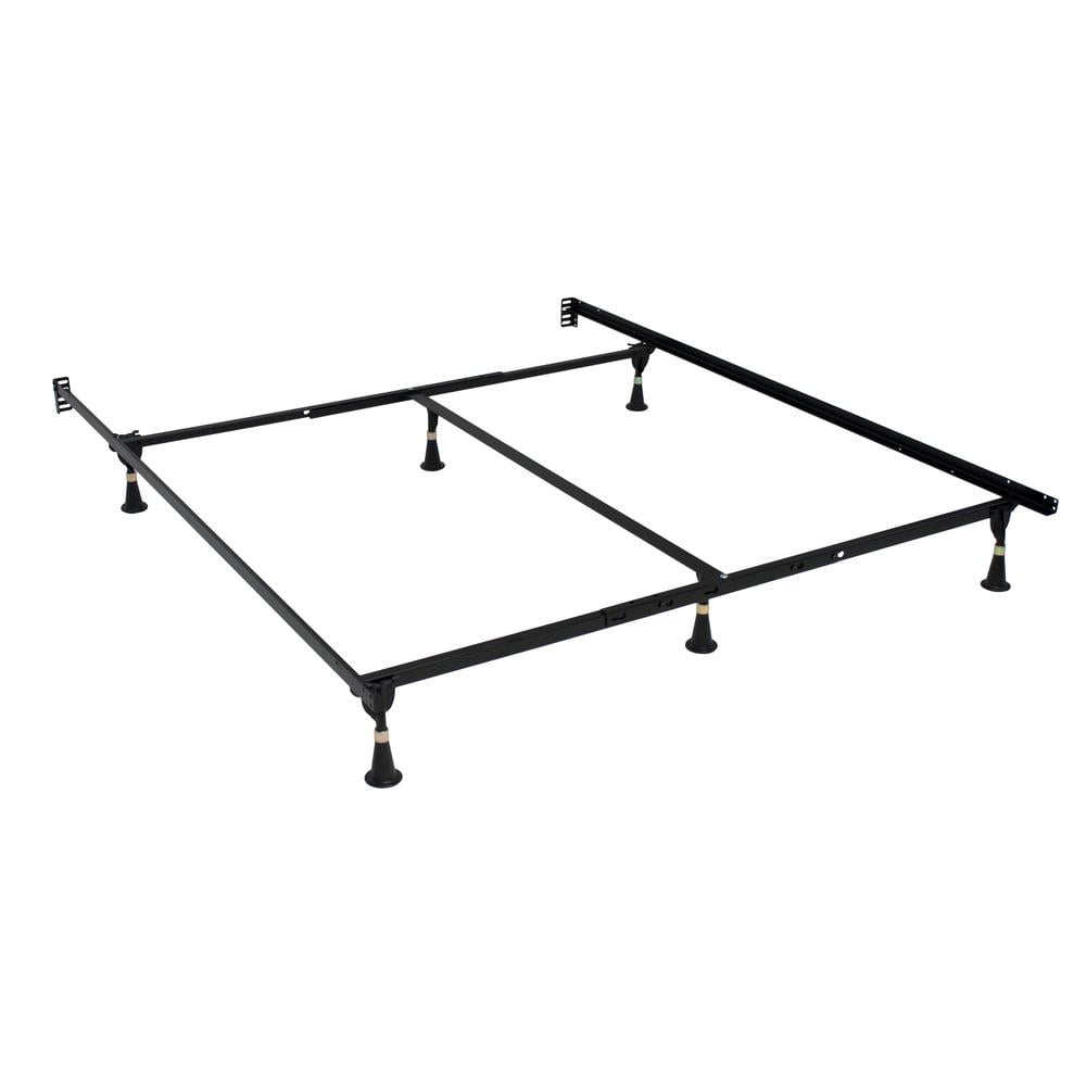 Atlas-Lock Black Metal King Bed Frame with Headboard