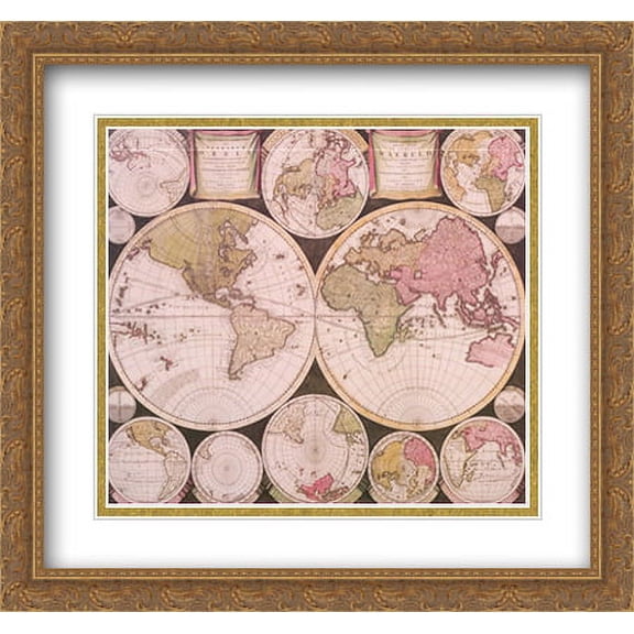 Atlas Major World Map 2x Matted 30x27 Large Gold Ornate Framed Art Print