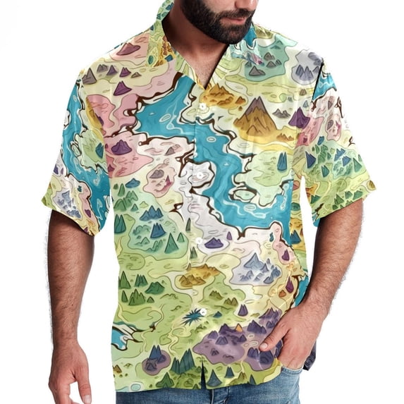 Atlas Men's Short Sleeve Casual Printed Button Down Beach Shirts Hawaiian Style Unisex Summer Shirt